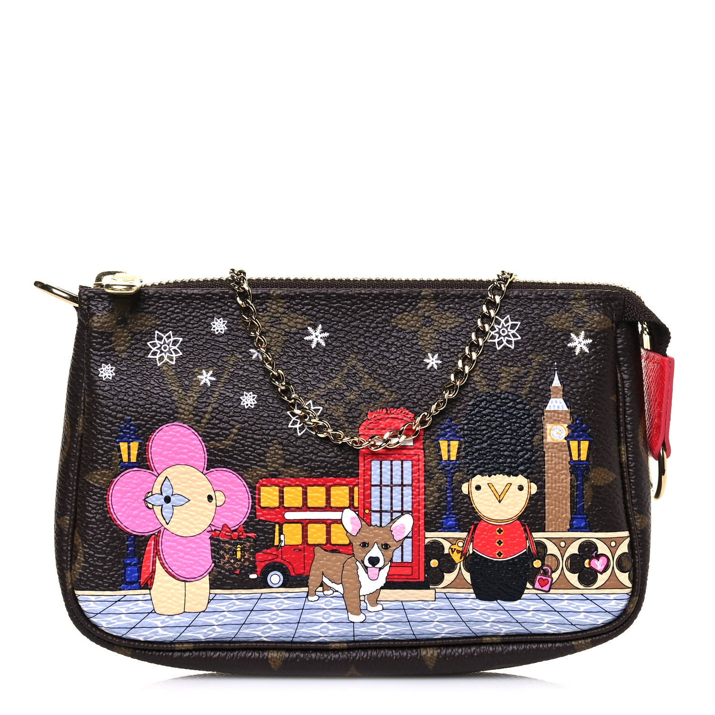 Monogram 2021 Christmas Animation London Mini Pochette Accessories Red