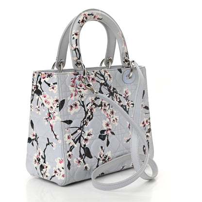 Christian Dior Lambskin Cannage Floral Printed Medium Lady Dior Light Blue 2 of 10