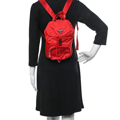 Prada Tessuto Nylon Vela Saffiano Mini Single Snap Buckle Backpack Rosso 2 of 10