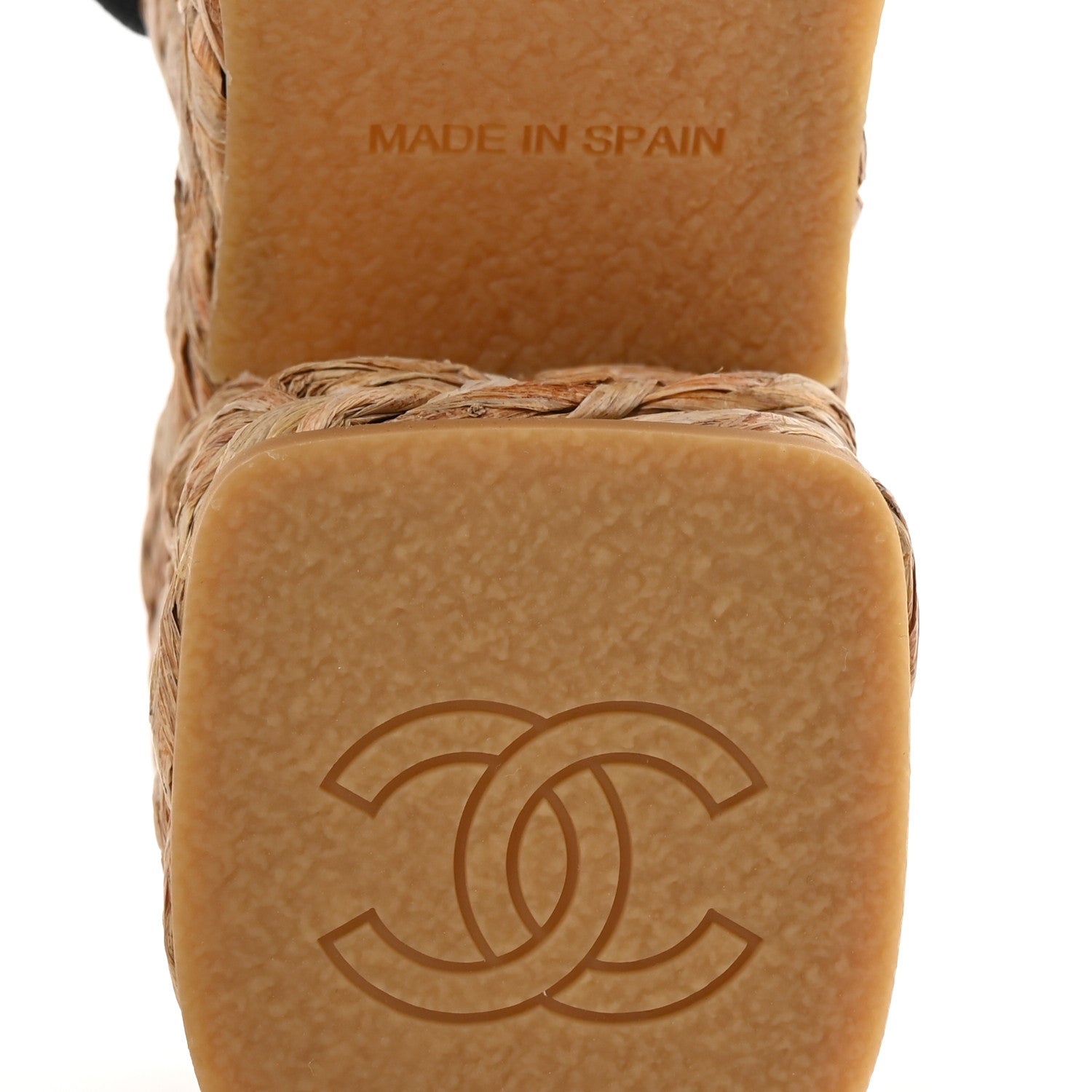 Chanel Canvas Raffia Wedge Sandals Black 37 Black 7 of 10