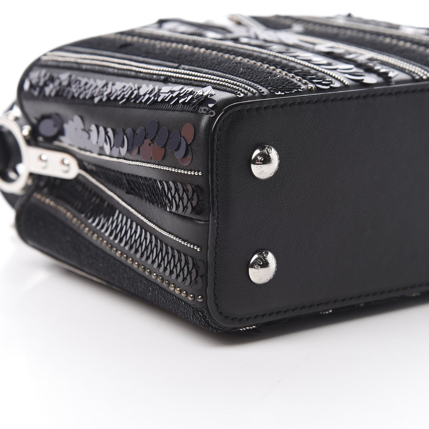 Calfskin Sequin Beaded Capucines Mini Black