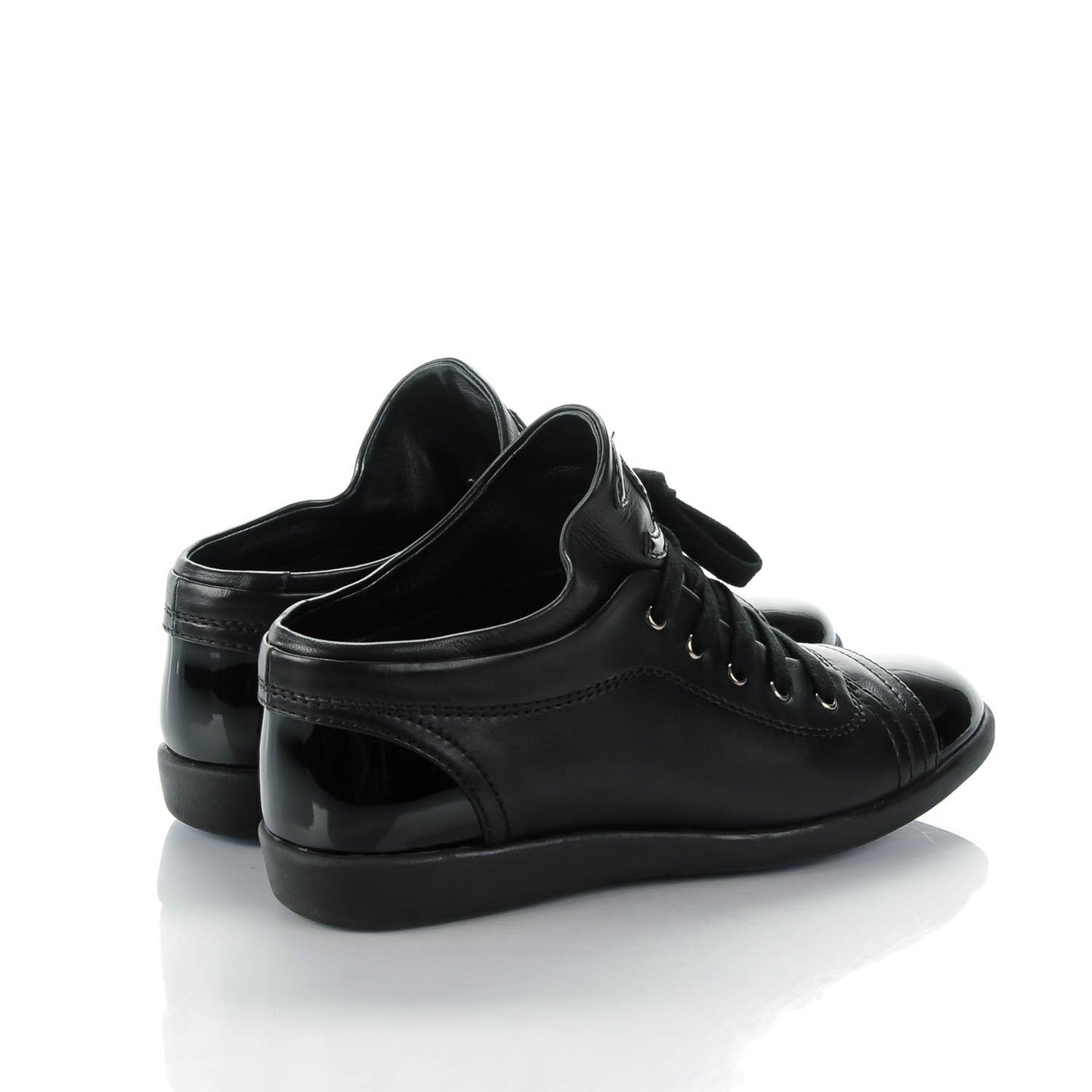 Leather Patent Cap Toe CC Sneakers 37 Black