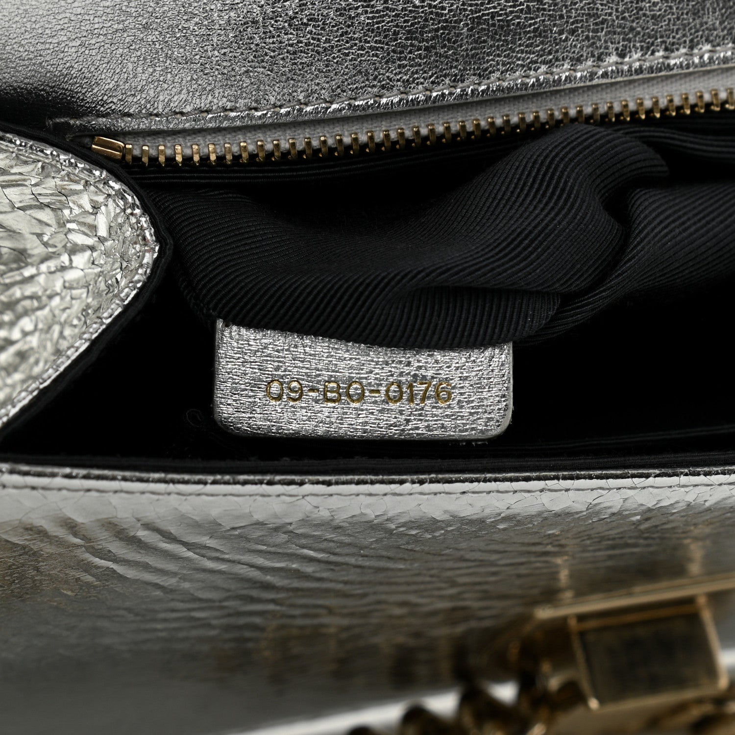 Christian Dior Metallic Ceramic Effect Deerskin Medium Diorama Flap Bag Silver 7 of 13