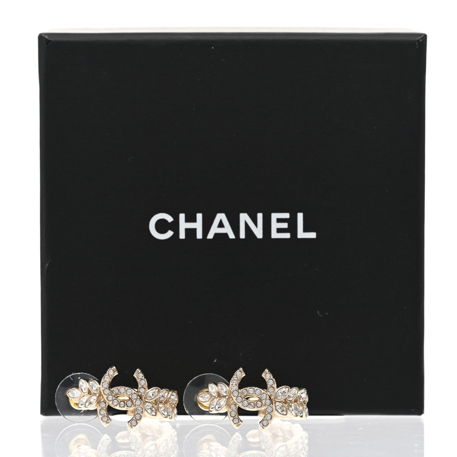 Chanel Crystal Sparkling Wheat CC Hoop Earrings Gold 5 of 5