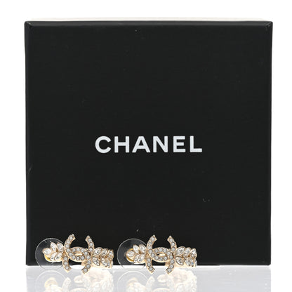 Chanel Crystal Sparkling Wheat CC Hoop Earrings Gold 5 of 5