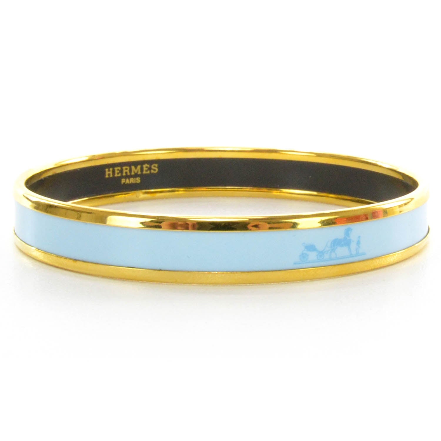 Hermes Enamel Narrow Caleche Bracelet PM Bleu 3 of 8