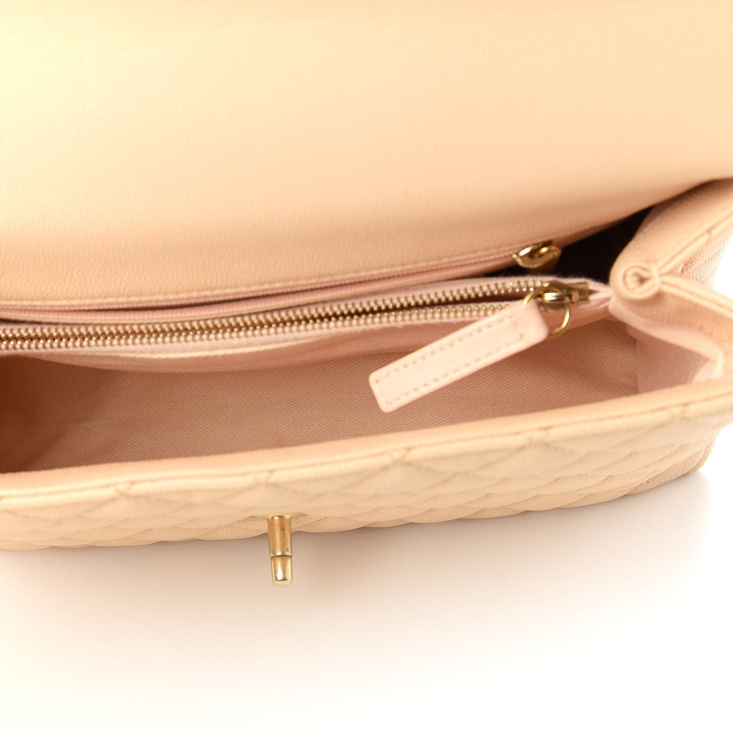 Caviar Quilted Small Coco Handle Flap Light Beige