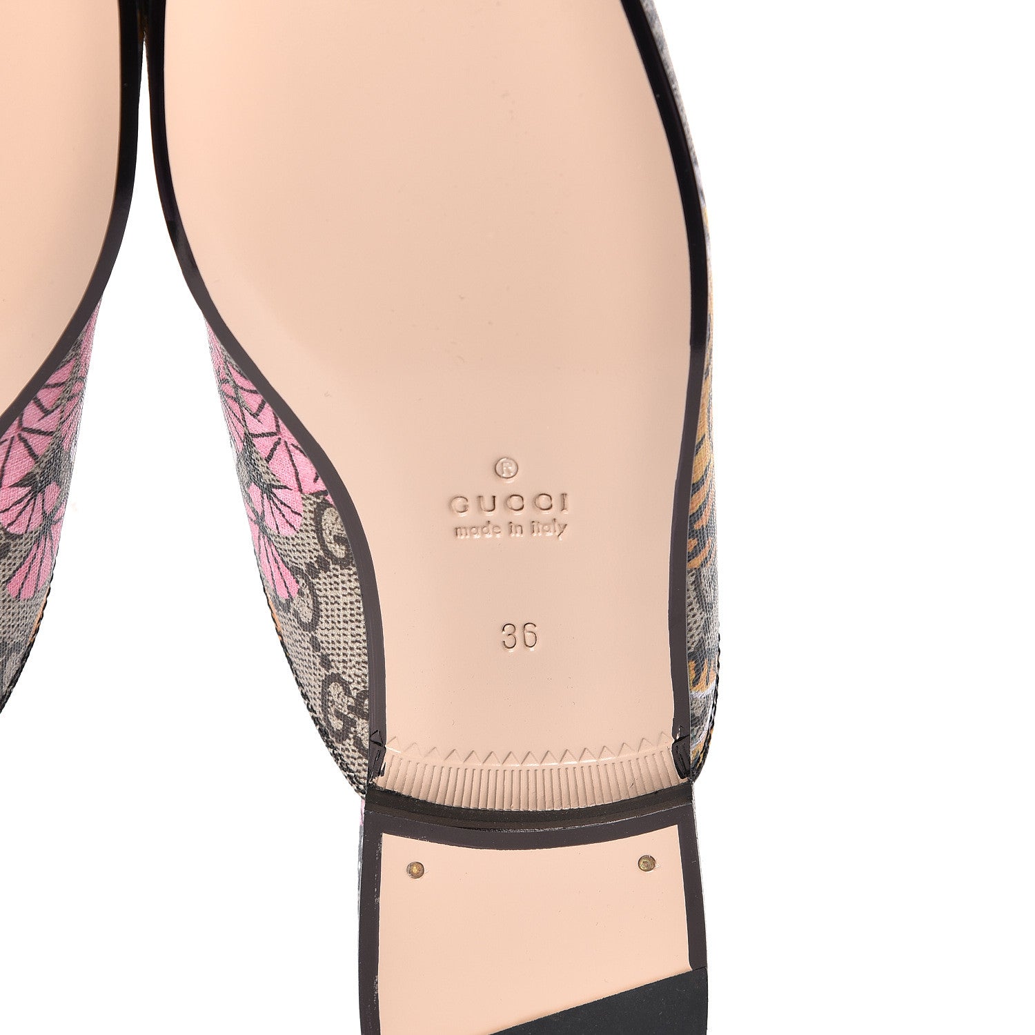 Gucci GG Supreme Monogram Bengal Womens Princetown Slippers 36 Beige Crop Pink 6 of 9