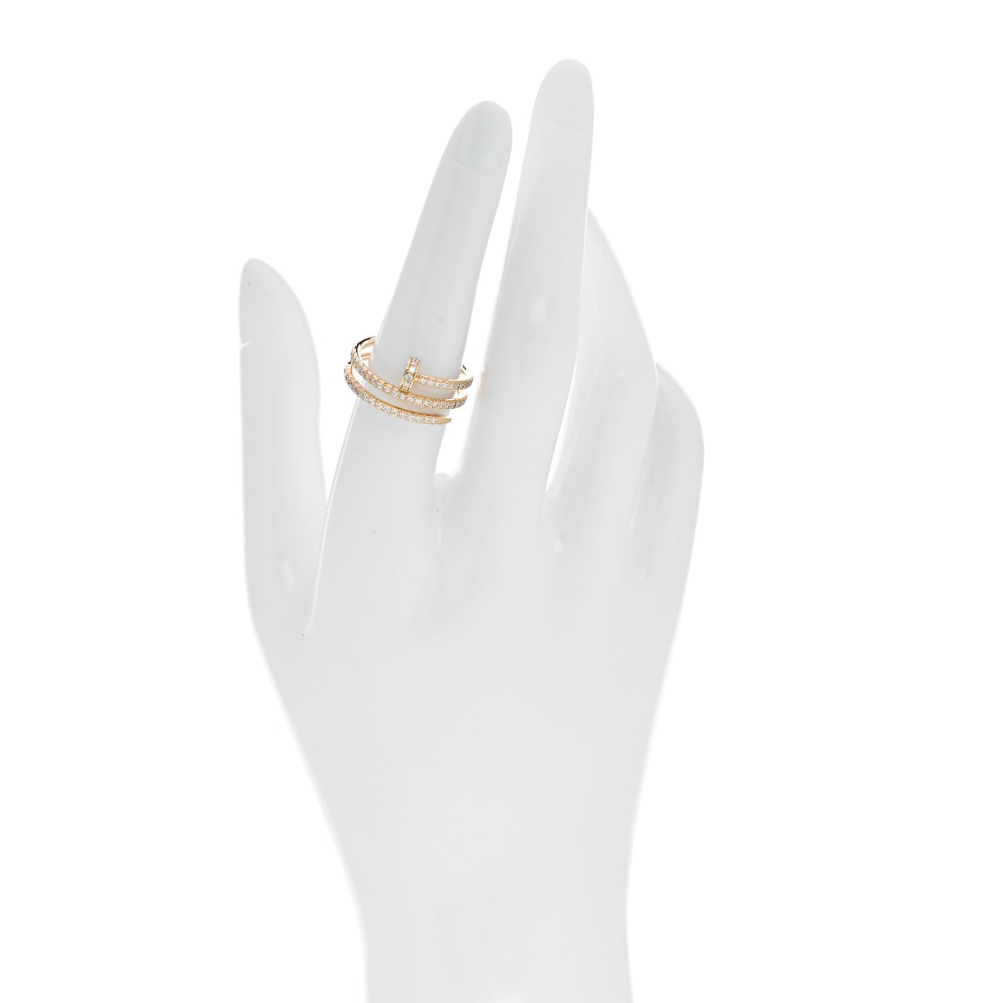18K Yellow Gold Diamond Double Juste Un Clou Paved Ring 55 7.25
