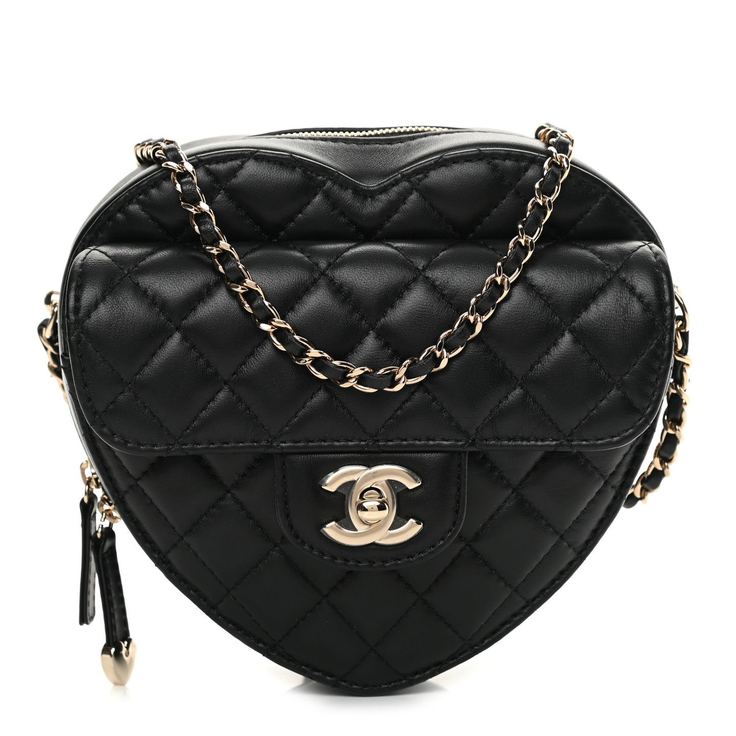 Lambskin Quilted CC In Love Heart Bag Black