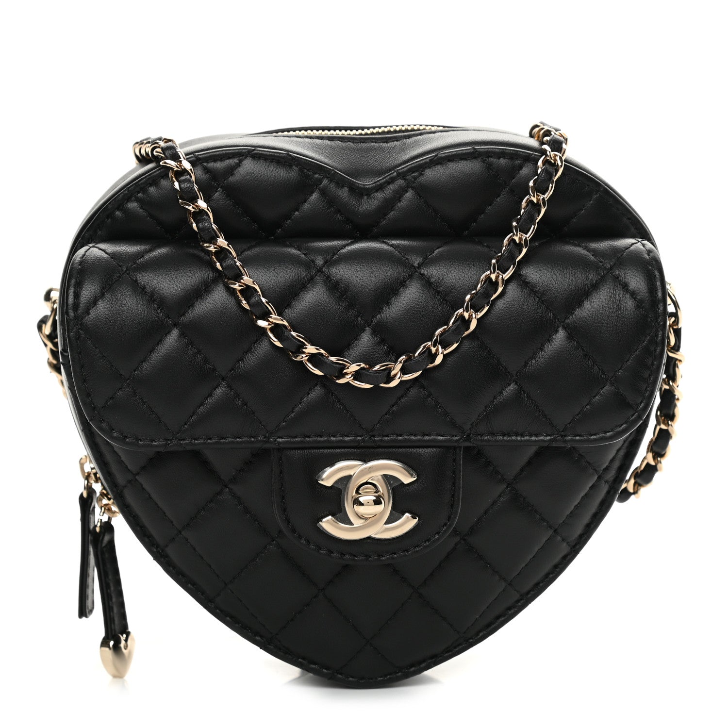 Chanel Lambskin Quilted CC In Love Heart Bag Black 1 of 11