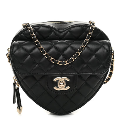 Chanel Lambskin Quilted CC In Love Heart Bag Black 1 of 11