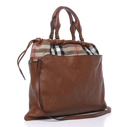 Burberry Soft Calfskin House Check Big Crush Tote Brown Ochre 3 of 10