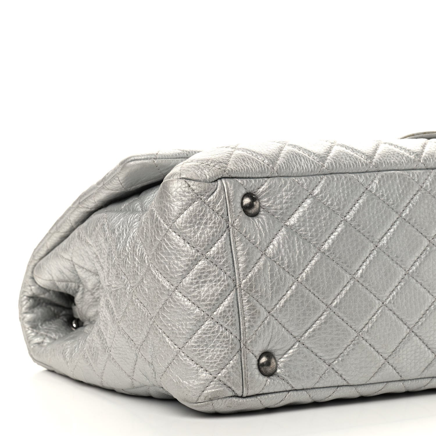 Chanel Metallic Calfskin Quilted XXL Travel Flap Bag Silver 7 of 8
