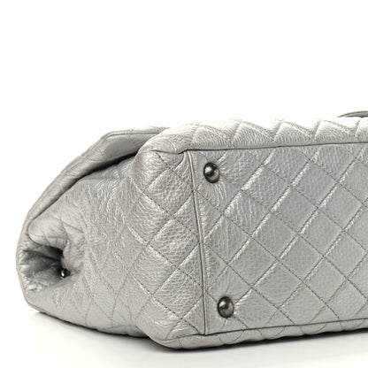 Chanel Metallic Calfskin Quilted XXL Travel Flap Bag Silver 7 of 8