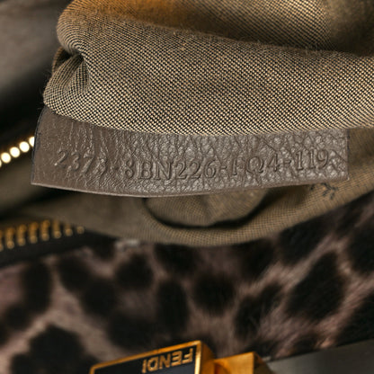 Fendi Goatskin Calf Hair Leopard Print Medium Peekaboo Iconic Satchel Taupe 7 of 13