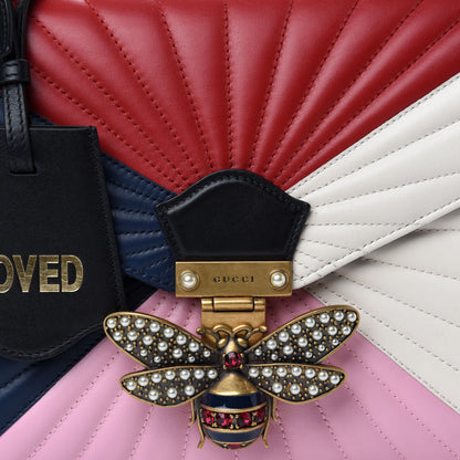 Gucci Calfskin Bamboo Trapuntata Queen Margaret Top Handle Bag Blue Agata Hibiscus Red Mystic White Sugar Pink 10 of 10