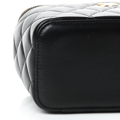 Chanel Lambskin Quilted Small Pearl Crush Vanity Case With Chain Black 9 of 10