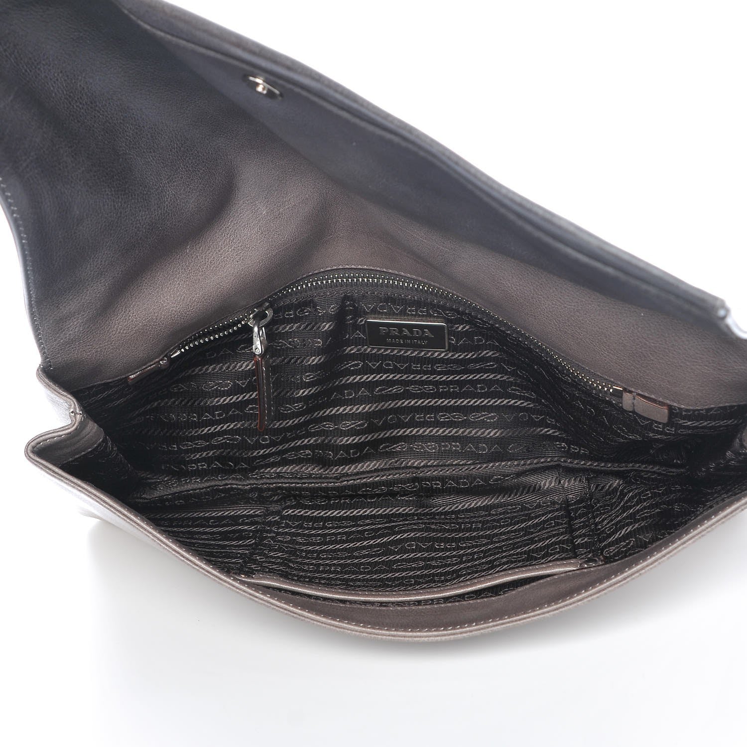 Prada Glace Calf Fold Over Clutch Ombre Ardesia Talco 5 of 7