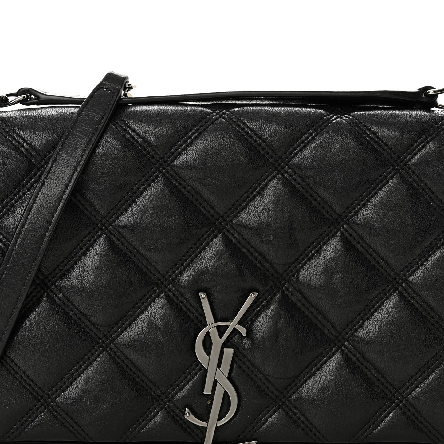 Lambskin Diamond Quilted Becky Chain Wallet Black