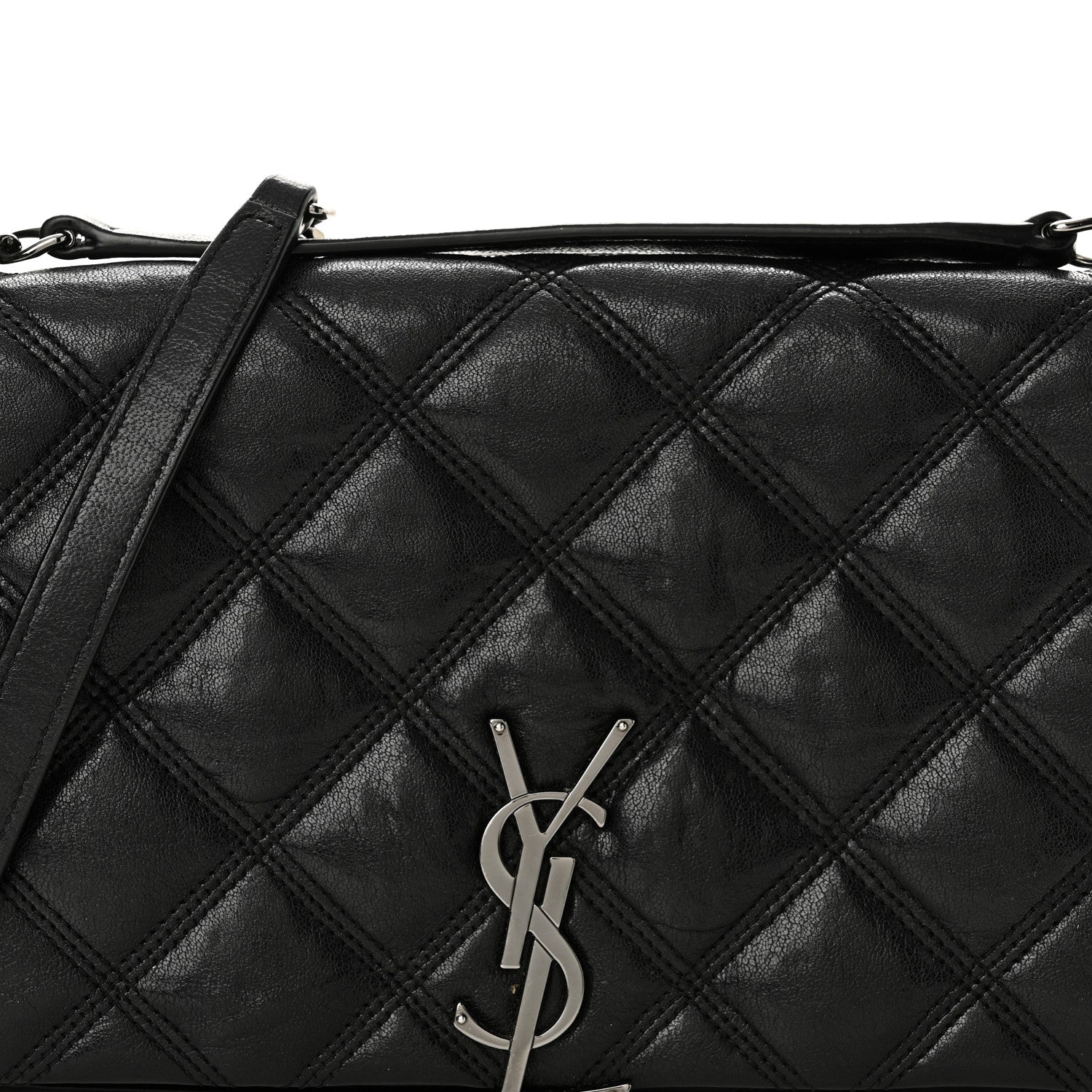 Saint Laurent Lambskin Diamond Quilted Becky Chain Wallet Black 13 of 17