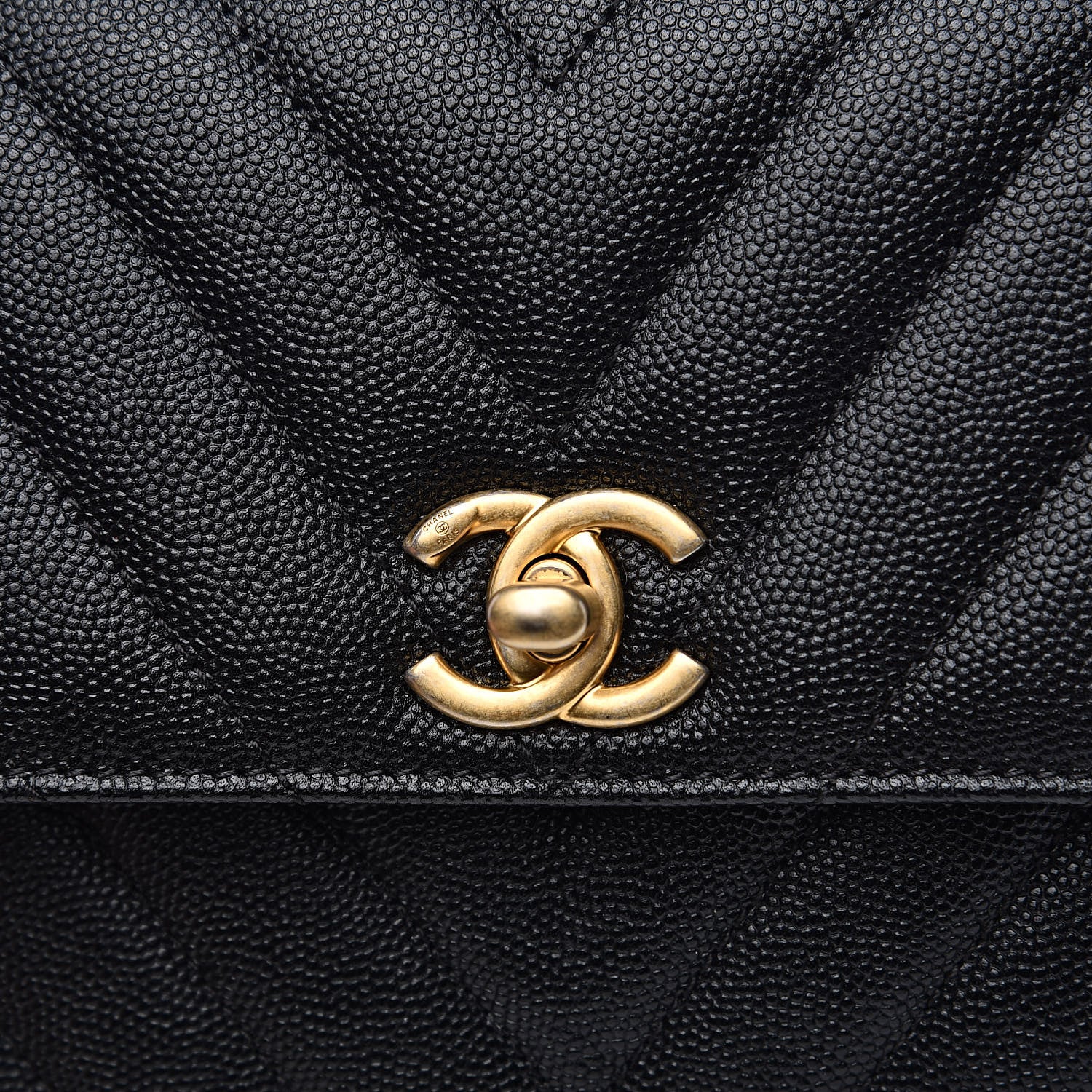 Chanel Caviar Chevron Quilted Mini Coco Handle Flap Black 10 of 10