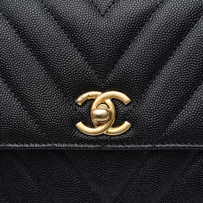 Chanel Caviar Chevron Quilted Mini Coco Handle Flap Black 10 of 10