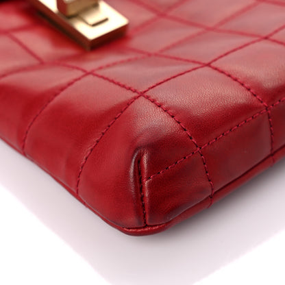 Chanel Lambskin Chocolate Bar Mademoiselle Flap Shoulder Bag Red 7 of 17