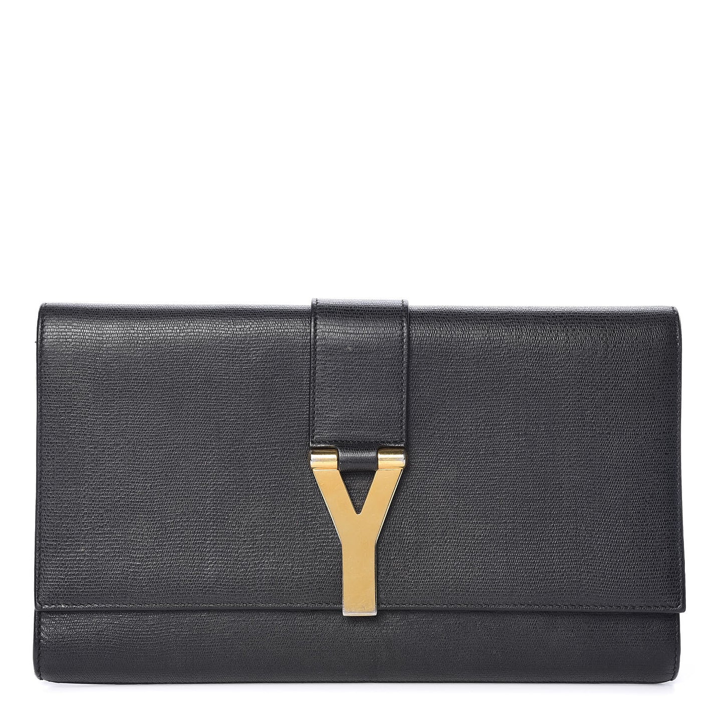 Textured Calfskin Classic Y Ligne Clutch Black
