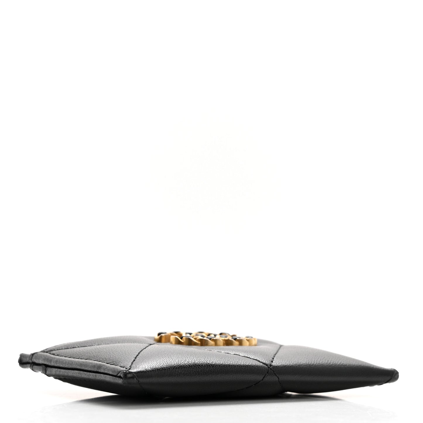 Lambskin Quilted Chanel 19 Card Holder Black