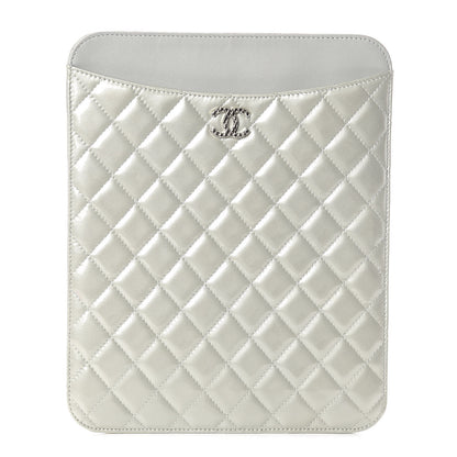 Chanel Patent Quilted Brilliant iPad Case Grey 1 of 9