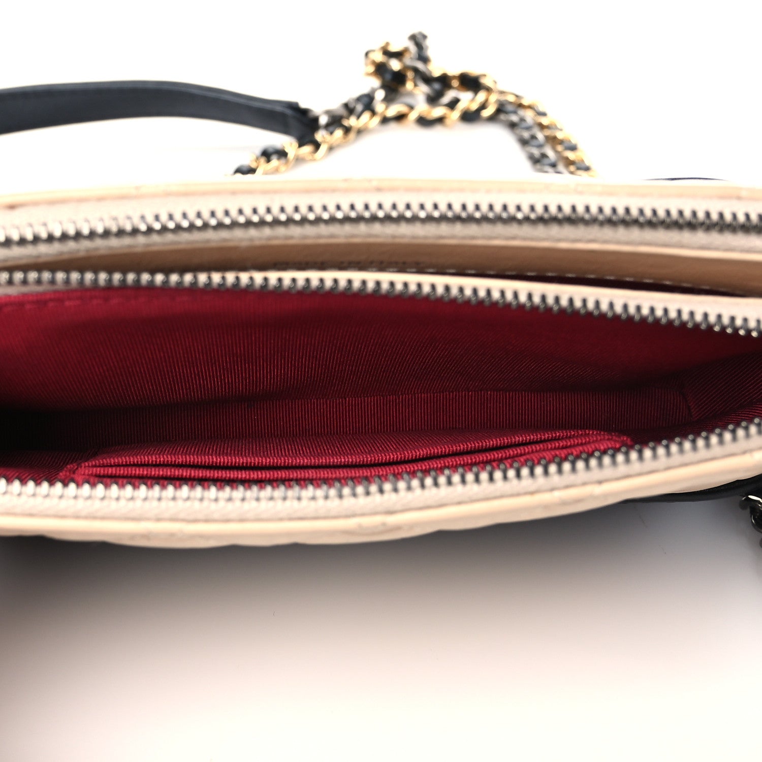 Chanel Aged Calfskin Quilted Small Gabrielle Clutch With Chain Beige Black 6 of 13