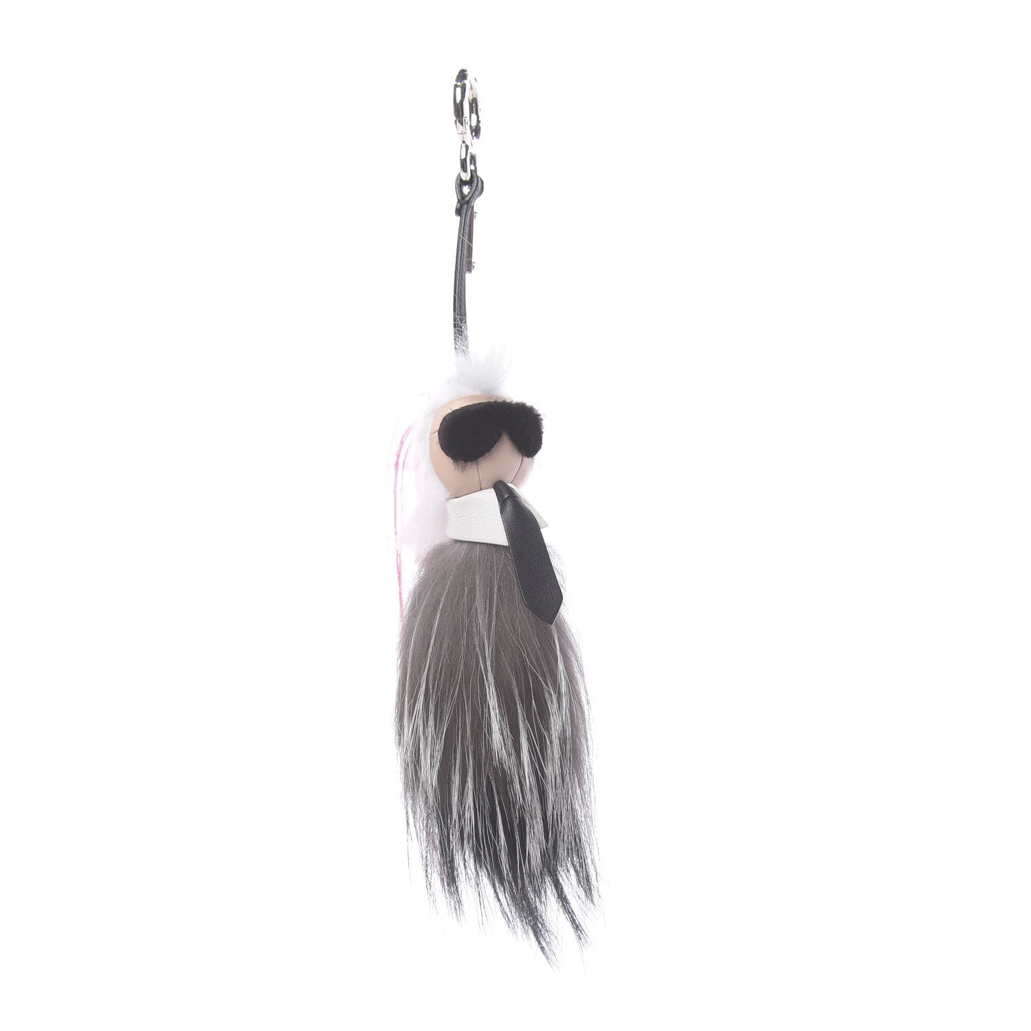 Fendi Mink Fox Goat Fur Mini Karlito Bag Charm Pink 1 of 2