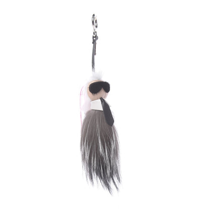 Fendi Mink Fox Goat Fur Mini Karlito Bag Charm Pink 1 of 2