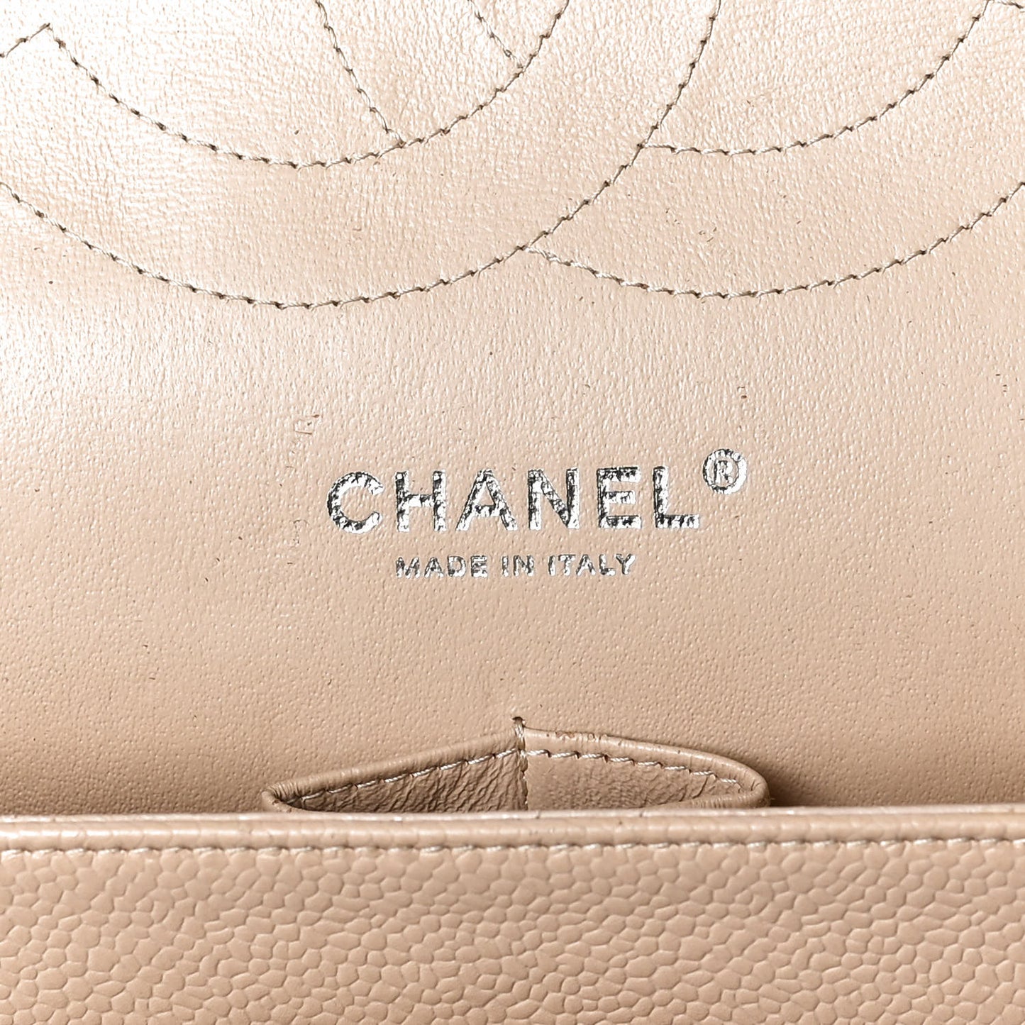 Caviar Quilted Jumbo Double Flap Beige Clair