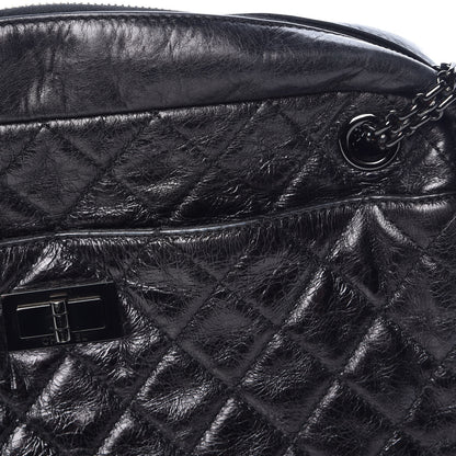 Chanel Metallic Aged Calfskin Quilted Medium Reissue Camera Case Black 8 of 15