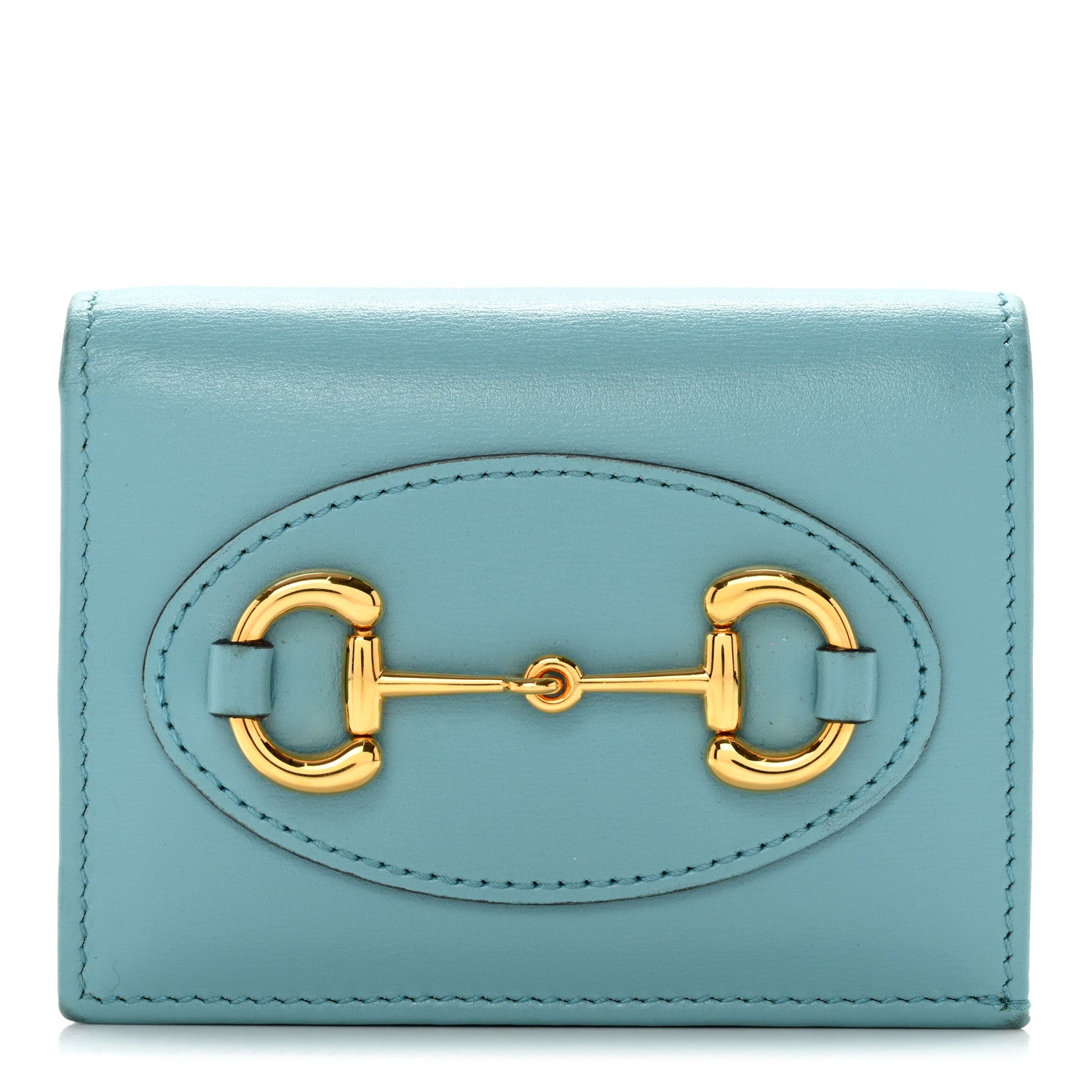 Gucci Boarded Plutone Calfskin Horsebit 1955 Card Case Wallet Dusty Azure 1 of 14