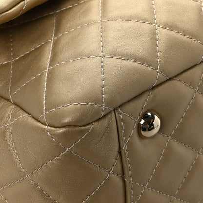 Chanel Metallic Calfskin Quilted Small XXL Travel Flap Bag Gold 9 of 12
