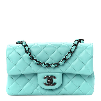 Chanel Lambskin Quilted Mini Rectangular Flap Turquoise 1 of 13