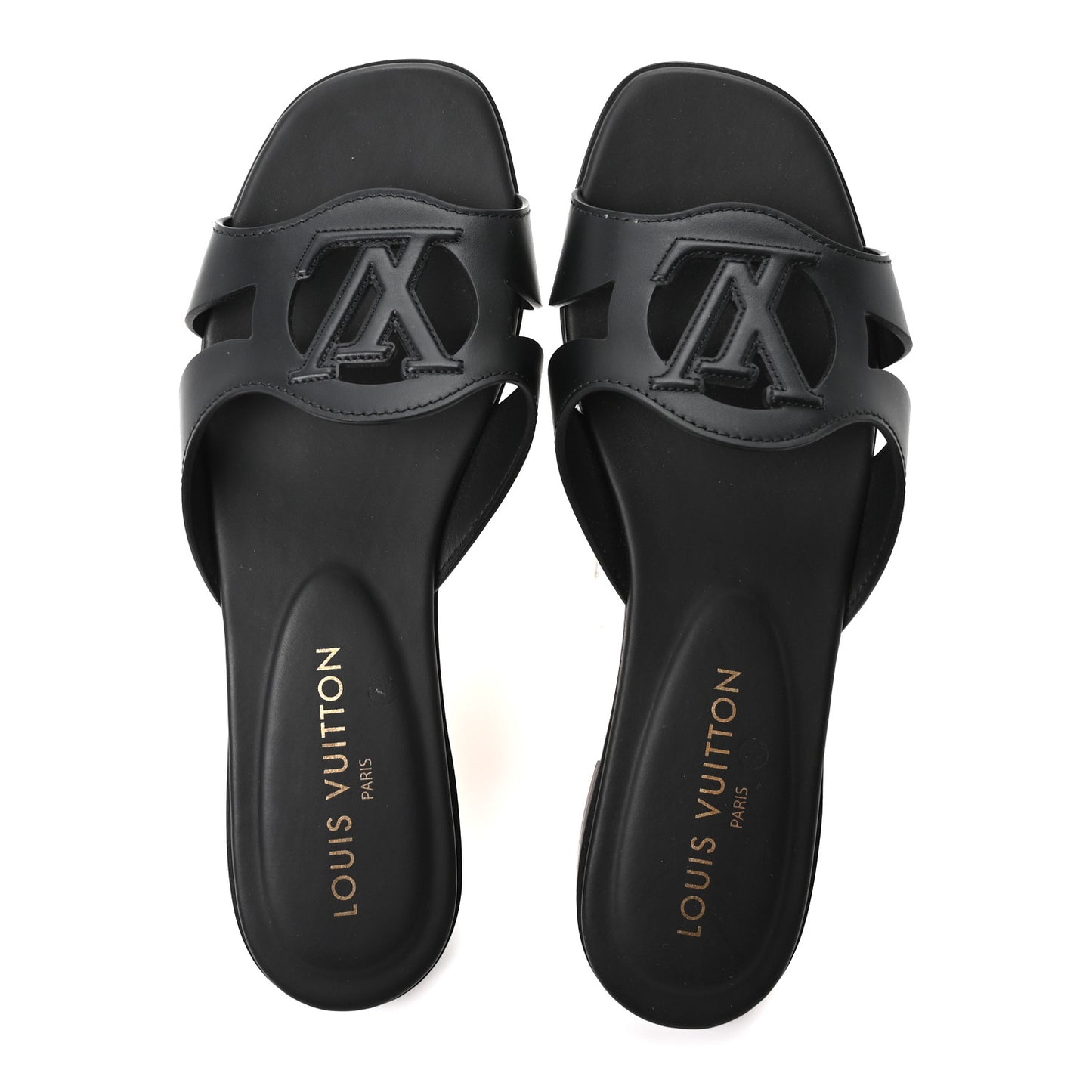 Calfskin LV Isola Flat Sandals 39 Black