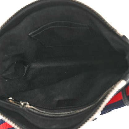 Gucci GG Supreme Monogram Appia Calfskin Web Flat Messenger Bag Black Grey 5 of 10