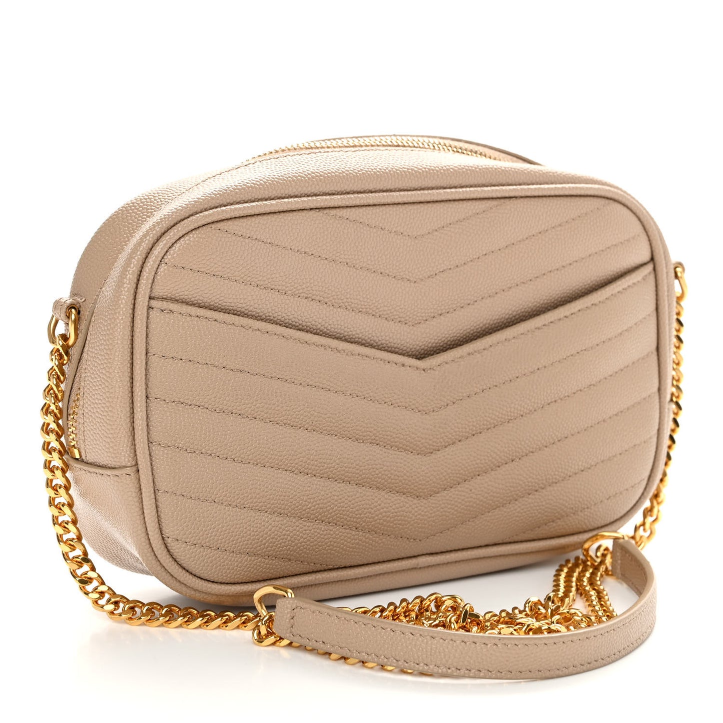 Grain De Poudre Matelasse Monogram Mini Lou Camera Bag Dark Beige