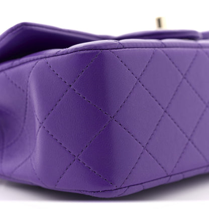 Chanel Lambskin Quilted Mini Top Handle Rectangular Flap Dark Purple 9 of 11