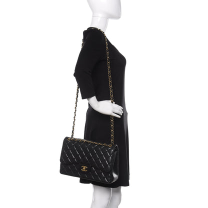 Chanel Lambskin Quilted Jumbo Double Flap Black 3 of 15