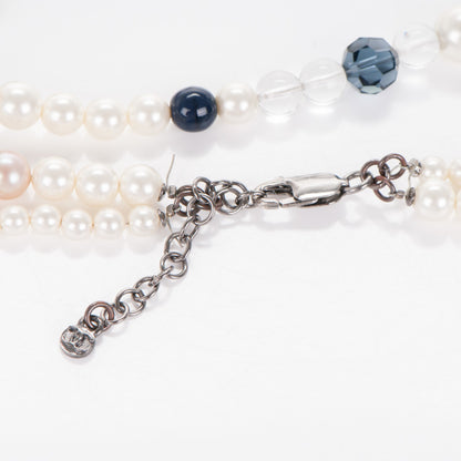 Chanel Pearl Beaded Crystal CC Long Double Strand Necklace Ivory Blue 3 of 5
