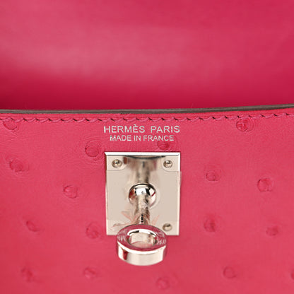 Hermes Ostrich Kelly Sellier Mini 20 Rose Tyrien 6 of 12