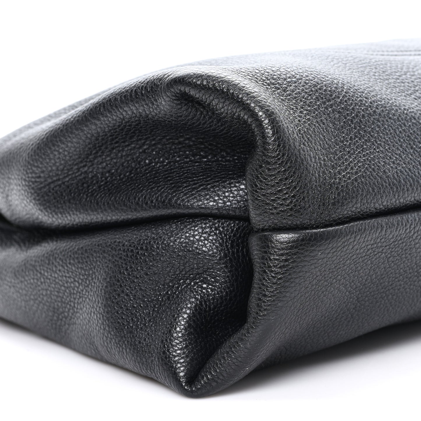Grained Calfskin Softbit Maxi Shoulder Bag Black