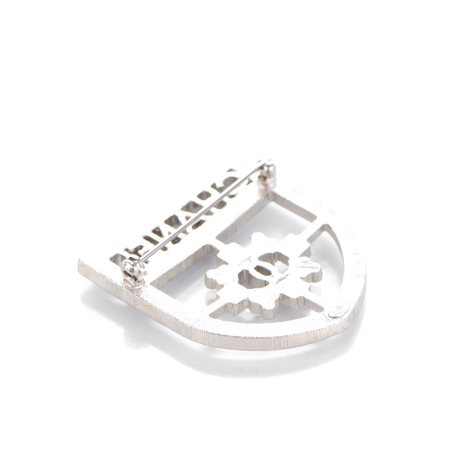 Chanel Swarovski Baguette Crystal CC Shield Brooch Silver 3 of 5