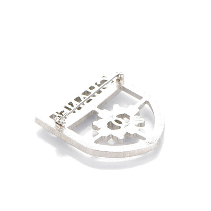 Chanel Swarovski Baguette Crystal CC Shield Brooch Silver 3 of 5