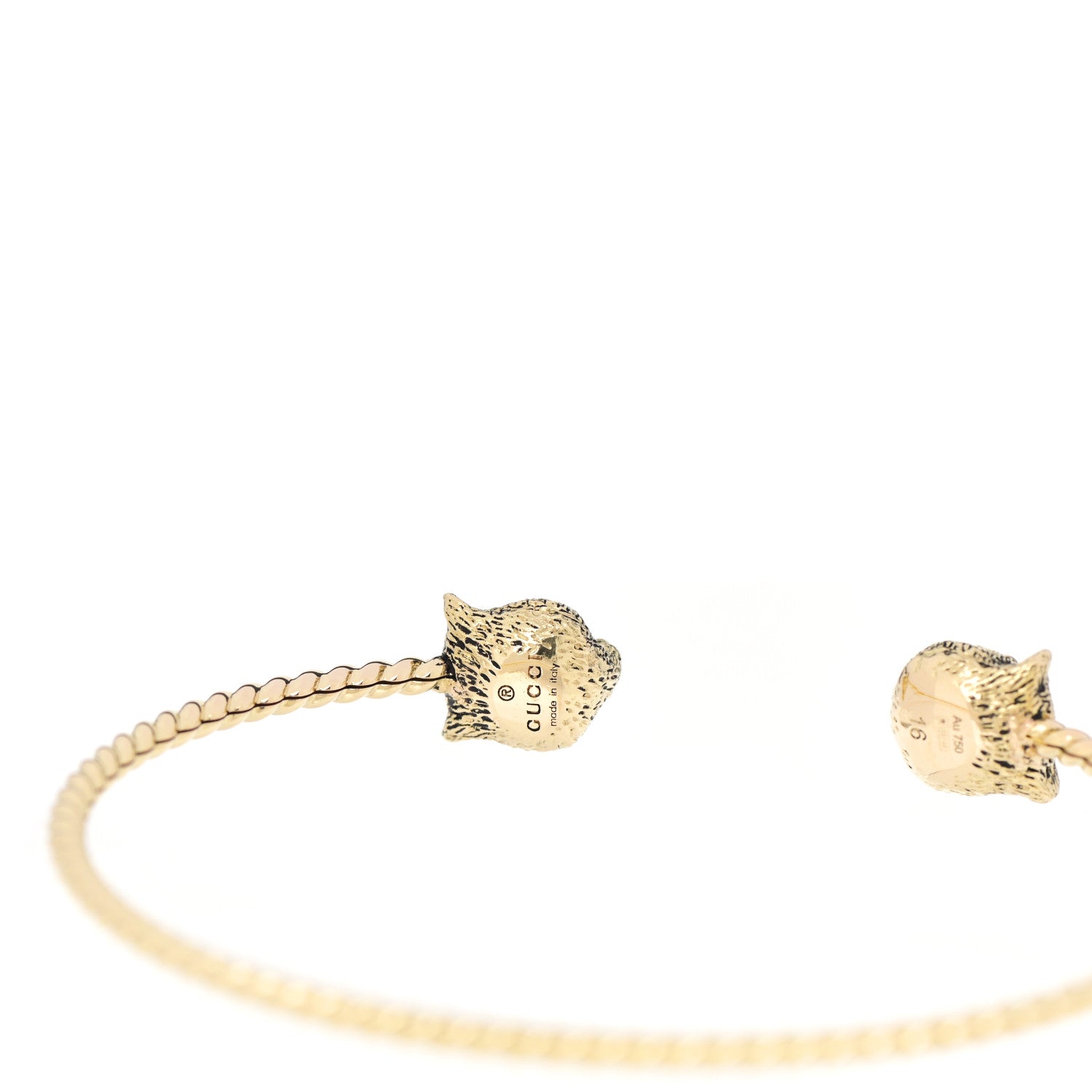 Gucci 18K Yellow Gold Diamond Marche des Merveilles Tiger Cuff Bracelet 3 of 4